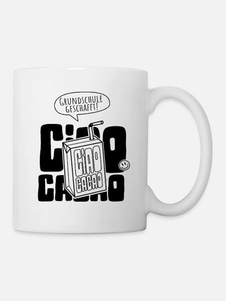 Grundschule Geschafft Abschlussshirt Ciao Kakao - Tasse - Weiß
