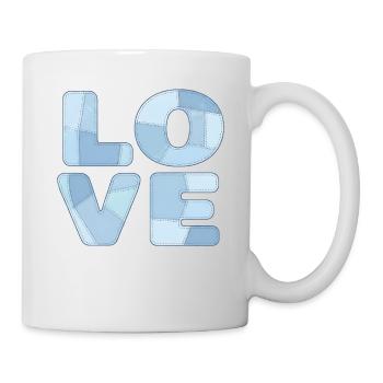 Motif d’amour en patchwork bleu pour enfants et bébés - Mug blanc - blanc - Droite