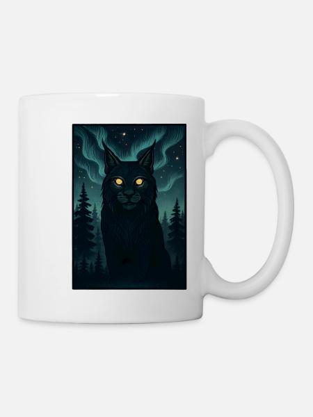Nordlichtkater im Wald - Tasse - Weiß
