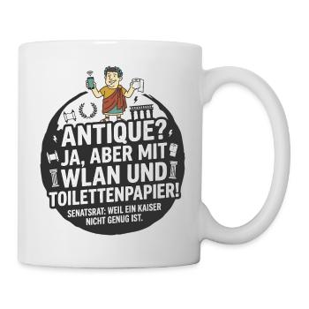 Antike WLAN Toilettenpapier Humor - Tasse - Weiß - Rechts