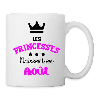 Princesse née en Août Joli Cadeau Anniversaire - Mug blanc - blanc - Droite