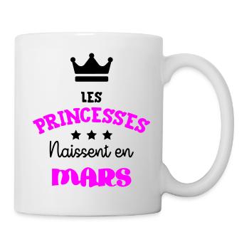 Prinzessin geboren im März Großes Geburtstagsgeschenk - Tasse - Weiß - Rechts