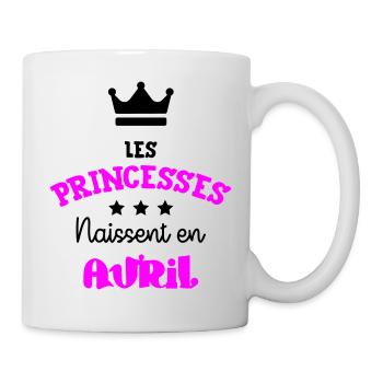 Prinzessin geboren im April Tolles Geburtstagsgeschenk - Tasse - Weiß - Rechts