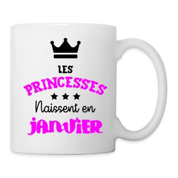 Princesse née en Janvier Joli Cadeau Anniversaire - Mug blanc - blanc - Droite