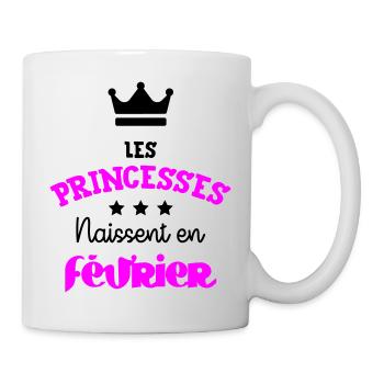 Prinzessin geboren im Februar Geburtstagsgeschenk - Tasse - Weiß - Rechts