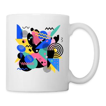Memphis Style Pattern Retro 80s Geometry Abstract - Mug - white - Right