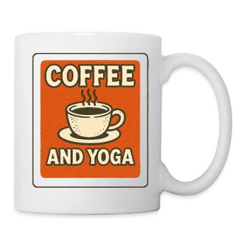 Kaffee- und Yoga-Retro-T-Shirt - Tasse - Weiß - Rechts