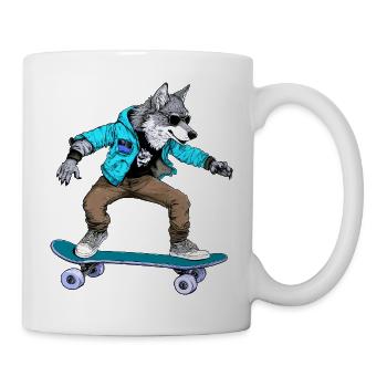 Skateboarder Wolf - Tasse - Weiß - Rechts