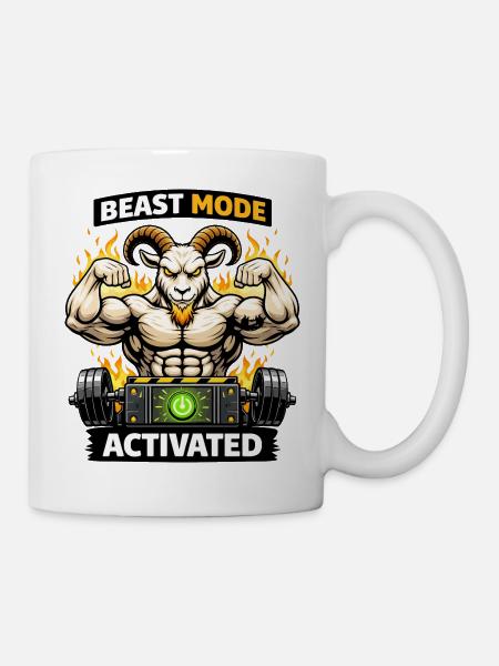 Im Fokusmodus aktivierte Ziege - Tasse - Weiß