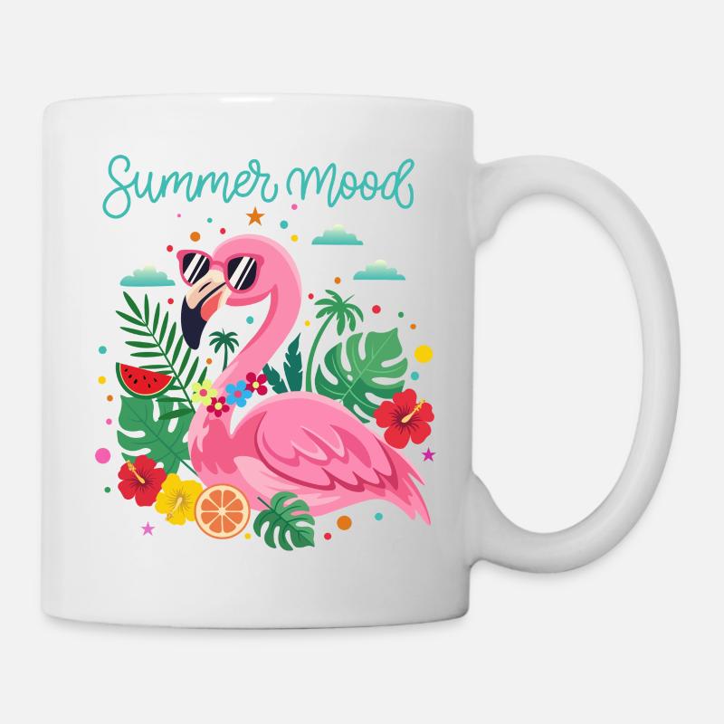 Imprimé de flamant rose estival - Mug blanc - blanc