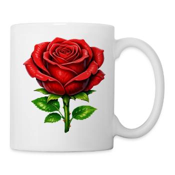 Rote Rosen-Eleganz - Tasse - Weiß - Rechts