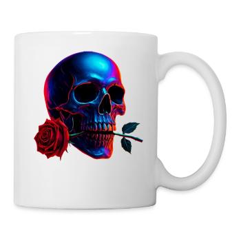 Totenkopf Rose Dark Art Neon Schädel Motiv - Tasse - Weiß - Rechts