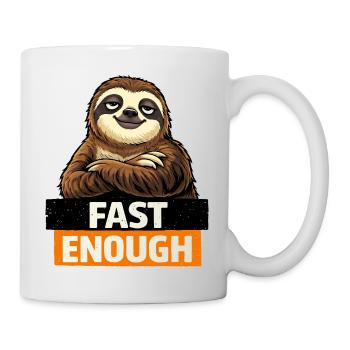 Graphique de paresseux assez rapide - Mug blanc - blanc - Droite