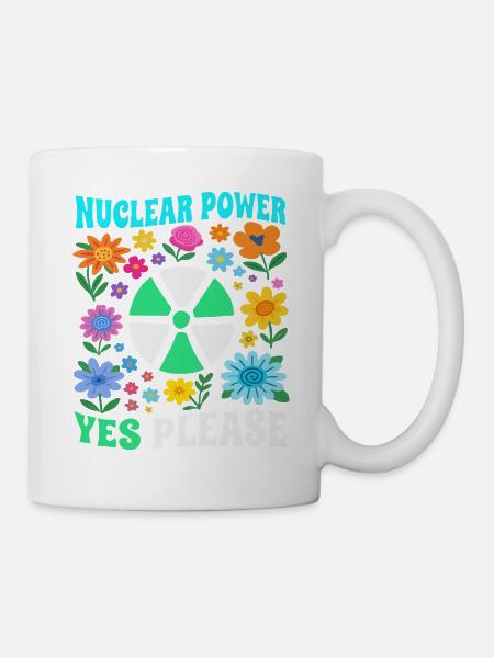 Atomkraft ja bitte mit Blumen - Tasse - Weiß