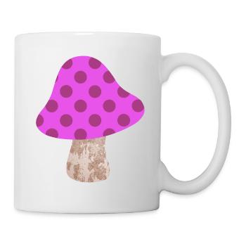 Pilz Dots Muster Punkte pink Kinderzimmer Glück - Tasse - Weiß - Rechts