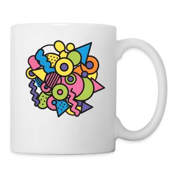 Colorful Memphis Shapes Retro Pop Art Design 90s - Mug - white - Right