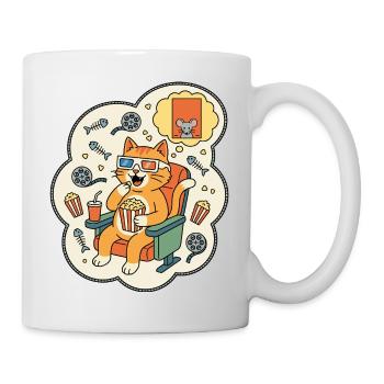 Katzenkino Popcorn Spaß - Tasse - Weiß - Rechts