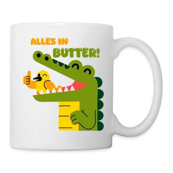 Alles in Butter: Alligator und Spatz - Tasse - Weiß - Rechts