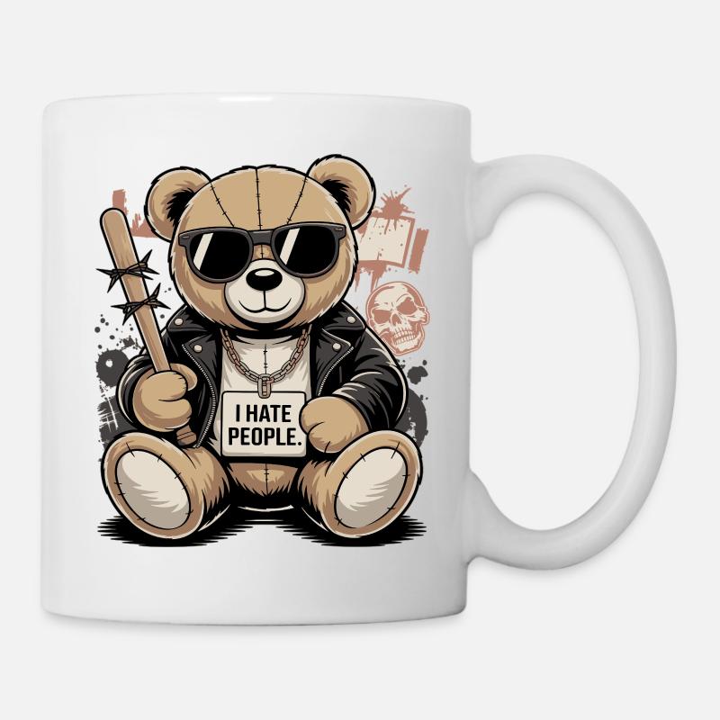 Bad Teddy – I Hate People Bear Design - Mug - white