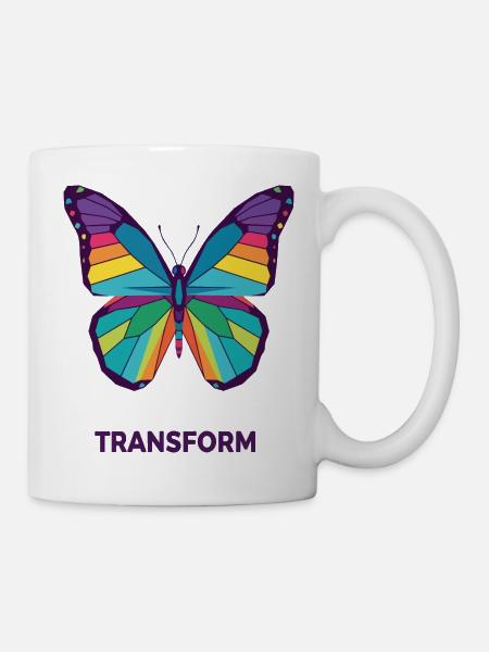 Regenbogengeometrischer Schmetterling - Tasse - Weiß