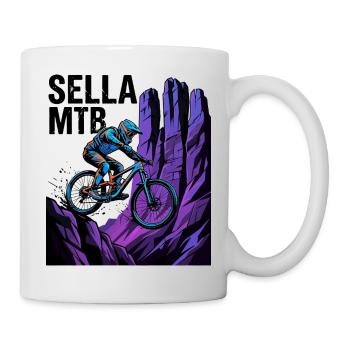Sellaronda Italien Neon MTB Klippenfahrt - Tasse - Weiß - Rechts
