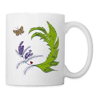 Lavendelkranz mit Schmetterling - Tasse - Weiß - Rechts