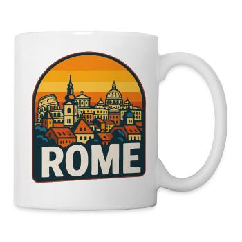 Rome Skyline Retro Sonnenuntergangs-Kolosseum-Kunst - Tasse - Weiß - Rechts