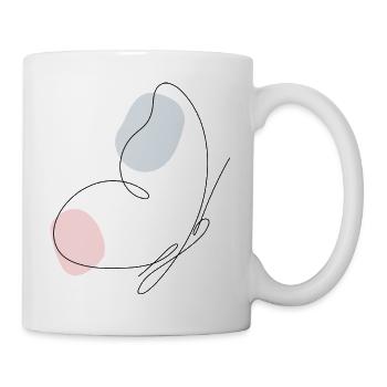 Abstract Line Art Minimal Aesthetic Butterfly - Mug - white - Right