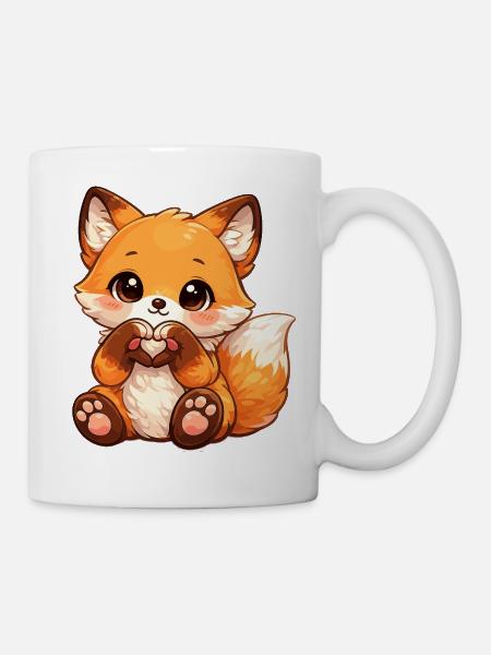Kawaii Fuchs Herzzeichen - Tasse - Weiß
