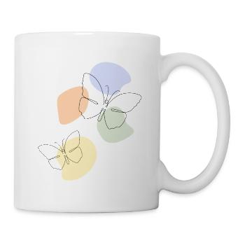 Abstract Butterfly Line Art Minimal Aesthetic Appa - Tasse - Weiß - Rechts