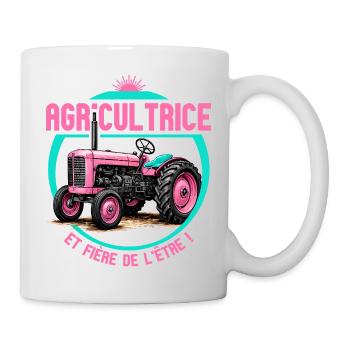 Agricultrice et fière de l’être - design tracteur  - Mug blanc - blanc - Droite