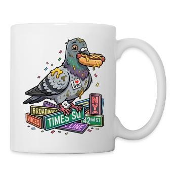 Clever pigeon on stack of books - Mug - white - Right