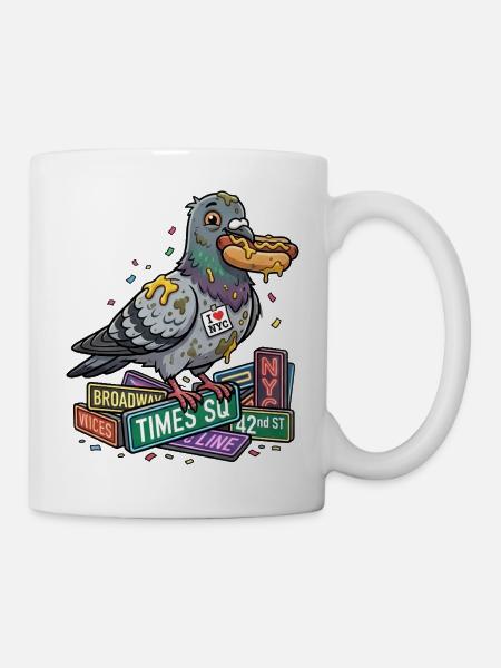 Schlaue Taube auf Bücherstapel - Tasse - Weiß