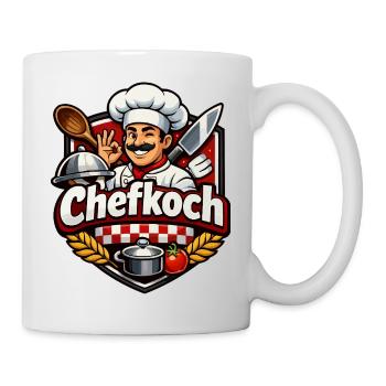Chefkoch Cartoon Motiv Küchenheld - Tasse - Weiß - Rechts