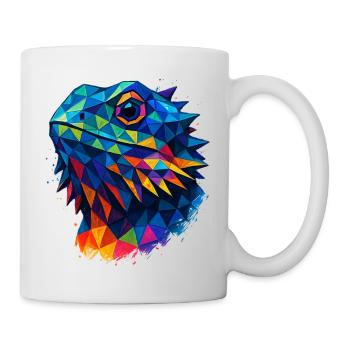 Bartagame Geometrischer Stil Low Poly Blau - Tasse - Weiß - Rechts