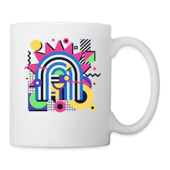 Retro Memphis Graphic Colorful Shapes Design - Mug - white - Right