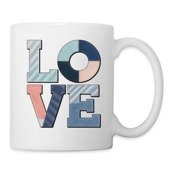 Love Design Gift Idea Colorful Fabric Look - Mug - white - Right