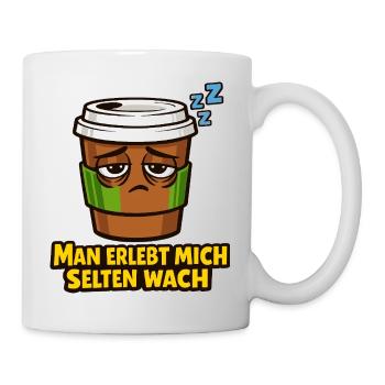 Schläfriger Kaffee Spruch - Tasse - Weiß - Rechts