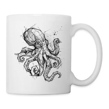 Octopus Geometric - Modern Sketch Design - Mug - white - Right