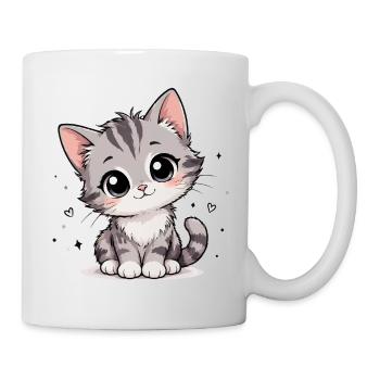 Dessin animé mignon du chaton gris - Mug blanc - blanc - Droite