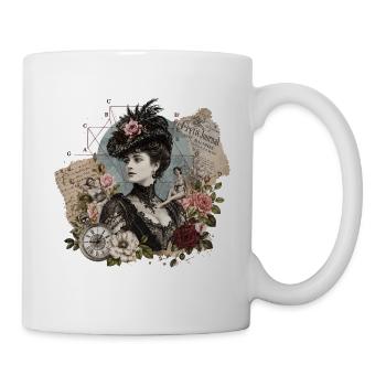 Viktorianische Rosenkönigin Collage - Tasse - Weiß - Rechts