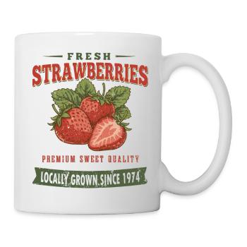 Vintage Erdbeer Shirt, Sweet Strawberry Style - Tasse - Weiß - Rechts