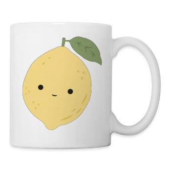 Leni Zitrone – Süßes Kawaii Frucht Design - Tasse - Weiß - Rechts