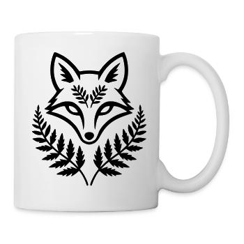 Fox Head Fern Leaves Coat of Arms - Mug - white - Right