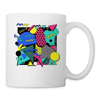 80er 90er Retro Memphis Design Bunt - Tasse - Weiß - Rechts