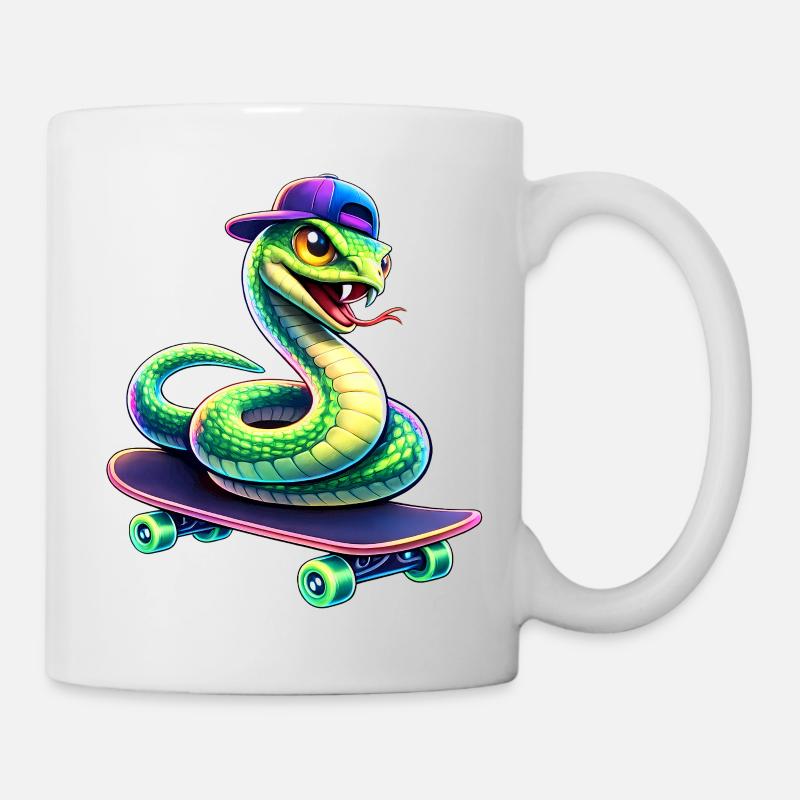 Néon Skate Serpent Skateboard Animal Skateboard - Mug blanc - blanc