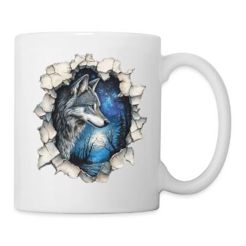 Wolf mit Sternen - Tasse - Weiß - Rechts
