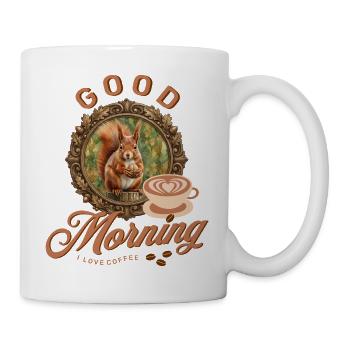 Morgenkaffee mit Eichhörnchen - Tasse - Weiß - Rechts