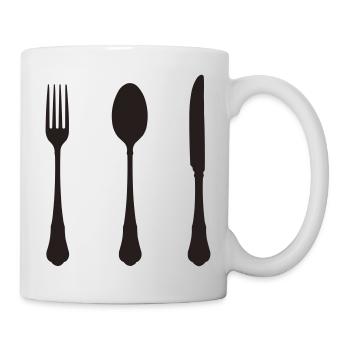 Minimalist cutlery silhouette - Mug - white - Right