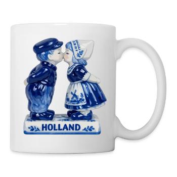 Couple du baiser de Delft Blue - Mug blanc - blanc - Droite